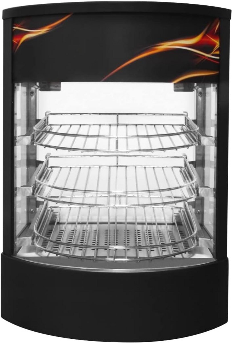 Verwarmde Voedselpresentatiekast met Glazen Display en Interne Verlichting - Professionele Voedselwarmer voor Pizzas en Hete Gerechten