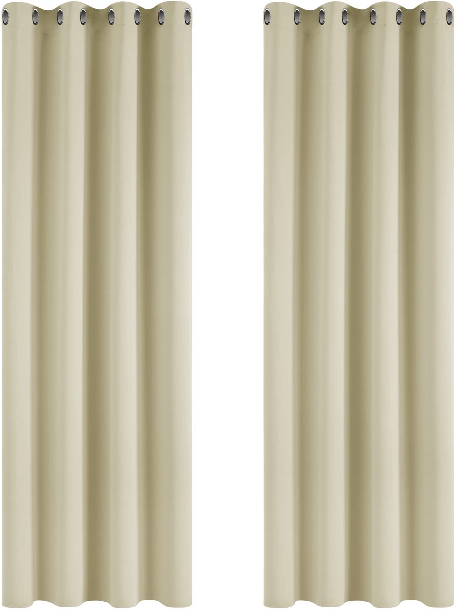 Unyqoos Verduisteringsgordijnen voor Optimale Privacy en Energiebesparing - 140x180 cm, Set van 2 Stuks beige