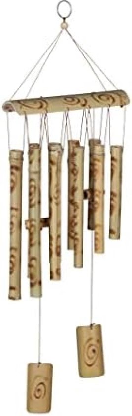 Foto: Polkahome bamboe windgong hangende tuindecoratie met harmonische klank voor binnen en buiten natuurlijke kleur afmetingen 60 x 18 x 7 cm