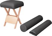 vidaXL - Massagekruk - met - 12 - cm - dikke - zitting - 2 - bolsters - inklapbaar - zwart