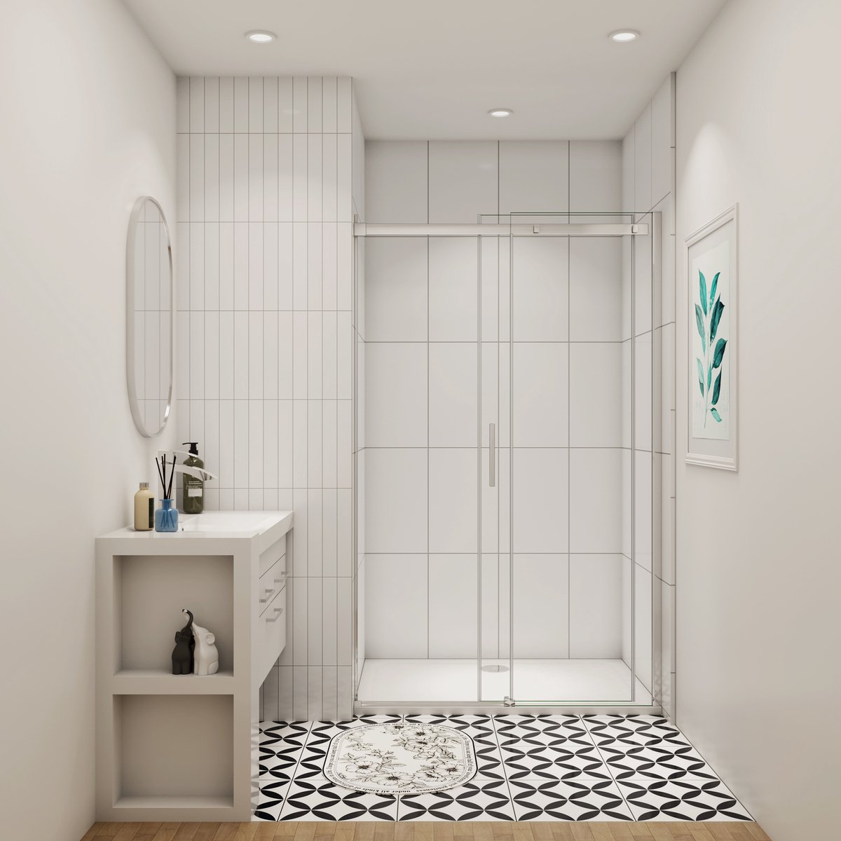 Douchedeur schuifdeur 150x195cm 6mm gehard glass glanzend chroom aluminium profiel