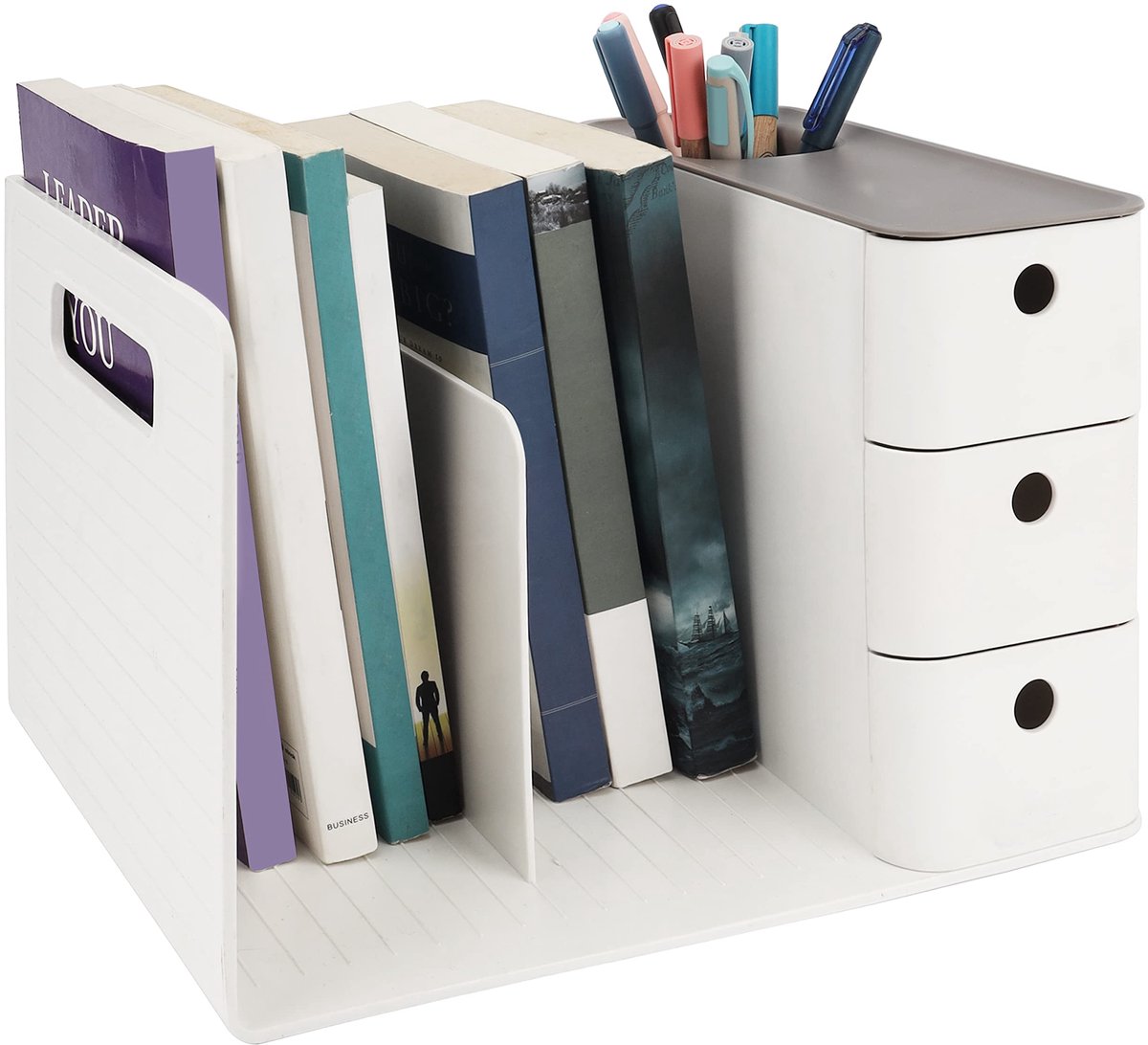 Ibenzoa® Bureau-organizer met Drie Ruime Schuifladen, Witte Multifunctionele Opbergoplossing voor Kantoor en Thuis