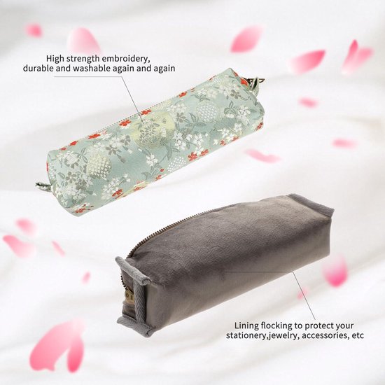 Electri-HQ Pencil Etui van corduroy, keuze uit 8 kleuren, effen etui, groot schrijfwarenetui, make-uptas, etui met ritssluiting, Geel, 19 x 7 x 6 cm, Eenvoudig