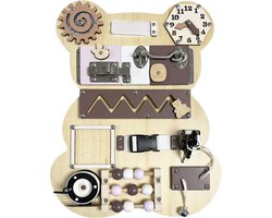 foto van Maxx Kidz Activiteitenbord Kind 3 Jaar - Montessori Cadeau - Sensorisch Speelgoed Busy Board Onderweg en Thuis - Activiteiten Paneel Hout Nederlands - Educatief Spelletje Auto