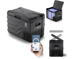 PEME Quest – Elektrische Koelbox – Compressor – 35.3L – DC 12V/24V, AC 220-240V – Frigobox met Bluetooth – Voor Auto en Camping – Dark Sky