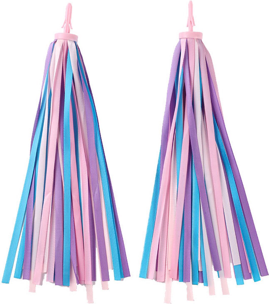Stuurslingers - Fiets Versiering Kinderen - Fiets Stuur Streamers - Prinsessen Franjes - Fiets Versiering - 2 stuks - 27 cm - kleur