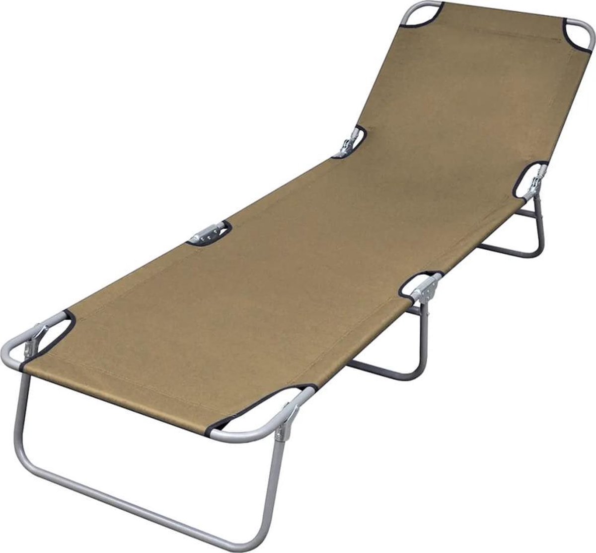 vidaXL Ligbed inklapbaar met verstelbare rugleuning taupe