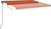 vidaXL-Luifel-met-palen-handmatig-uittrekbaar-4,5x3,5m-oranje-en-bruin
