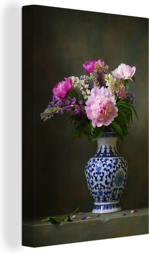 Tableau Peinture Nature Morte - Pivoines - Couleurs - 20x30 cm - Décoration murale