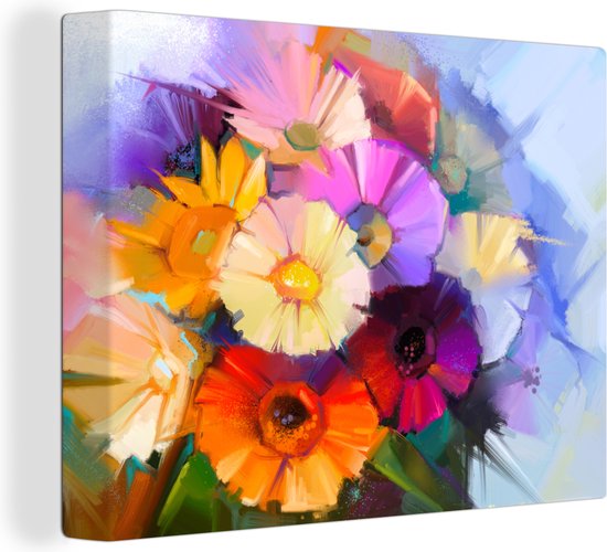 Tableau Peinture à l'Huile - Couleurs - Fleurs - 120x90 cm - Décoration murale