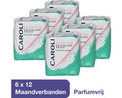 Caroli Maandverband Voordeelverpakking - 72 stuks Ultra Super Maandverband met Vleugels - Parfumvrij - 100% bescherming - Snelle Absorptie - Soft & Dry Toplaag - Dermatologisch Getest - 10 cm x 29 cm - Nordic Swan Ecolabel