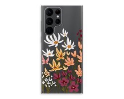 Case Company® - Hoesje geschikt voor Samsung Galaxy S22 Ultra hoesje - Painted wildflowers - Soft Cover Telefoonhoesje - Bescherming aan alle Kanten en Schermrand