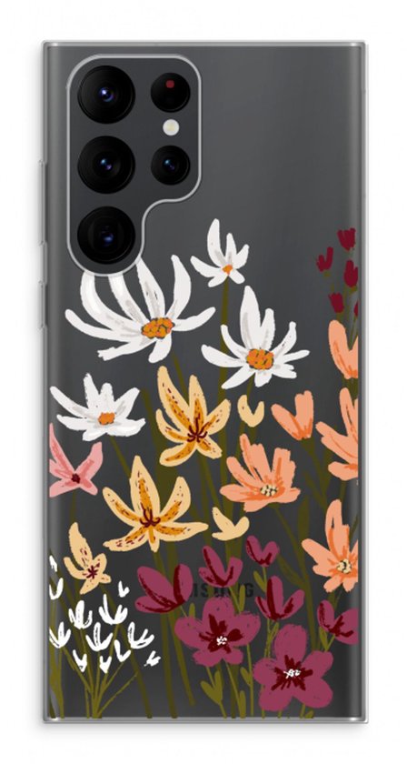Case Company® - Coque Samsung Galaxy S22 Ultra - Fleurs sauvages peintes - Coque souple pour téléphone - Protection sur tous les côtés et bord d'écran