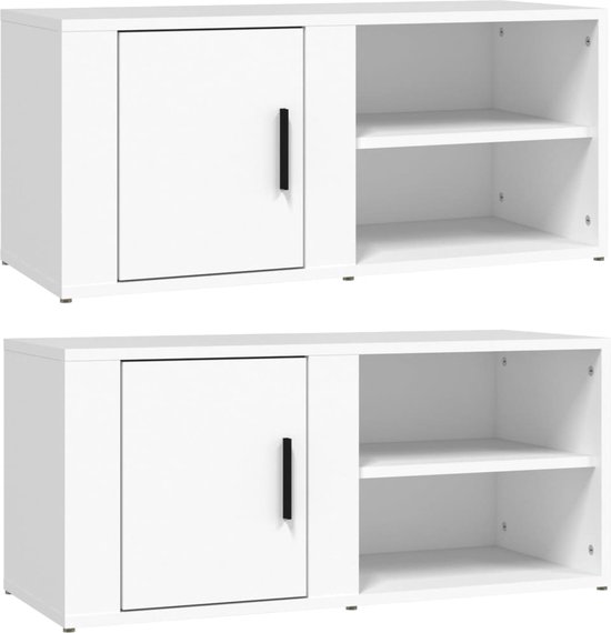 vidaXL - Tv-meubels - 2 - st - 80x31,5x36 - cm - bewerkt - hout - wit