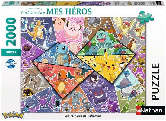 Nathan puzzel Pokémon legpuzzel The 16 Types - 2000 stukjes.
