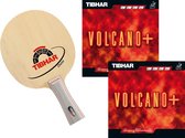 Tibhar Tafletennisbatje Champ + 2 Volcano rubbers