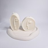 Chennies Candles - Combi Set - Abstract Picasso Scandinavian face candle Ovaal & Rond  - Home Decoration - Woonaccessoires – Interieur- Decoratieve kaars - Geschenk - Gift