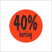 40% Korting Etiketten - Reclame Stickers - Ø35 mm - Fluor Rood - Rol van 500 stuks