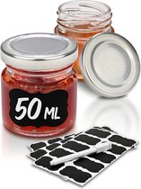 24 Mini glazen 50 ml met deksels, Labels-luchtdichte potten voor cadeau
