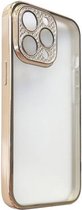 Siliconen Glitter Backcover met ingebouwd Glas voor Cameralens bescherming hoesje- Geschikt voor Appel iPhone 11 - Transparant/Goud