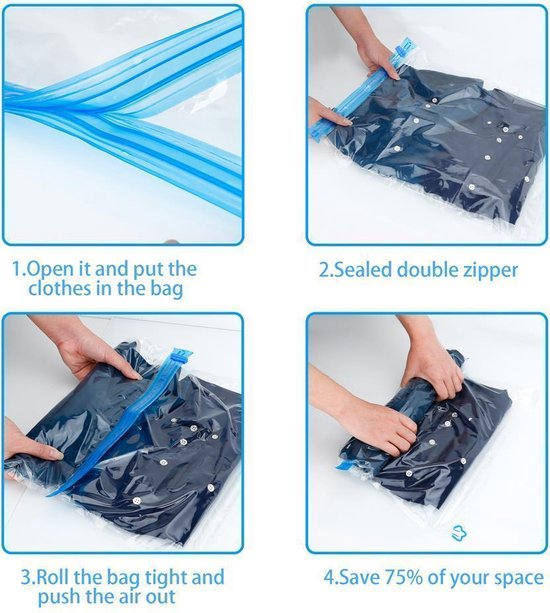INTIRILIFE 10 x sacs sous vide transparents, 40 x 60 cm, sacs de rangement sous vide, sacs à vêtements à rouler à la main adaptés aux vêtements, à la literie et bien plus encore.