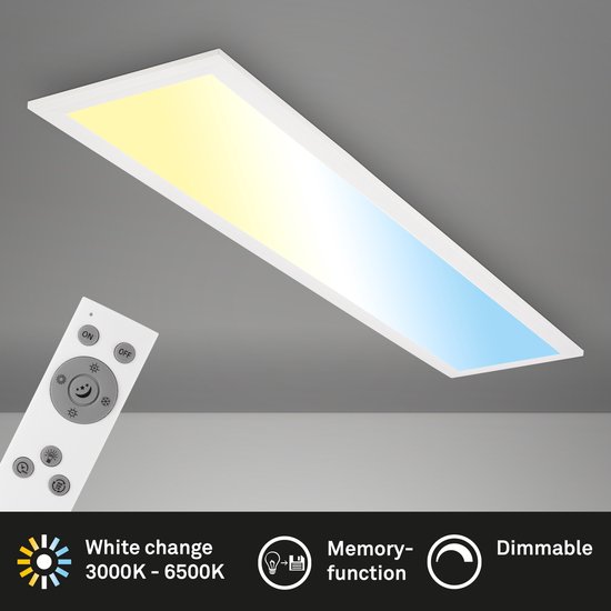 Briloner Leuchten LED Panel CCT 78 cm télécommande 24.5W memory timer veilleuse blanche