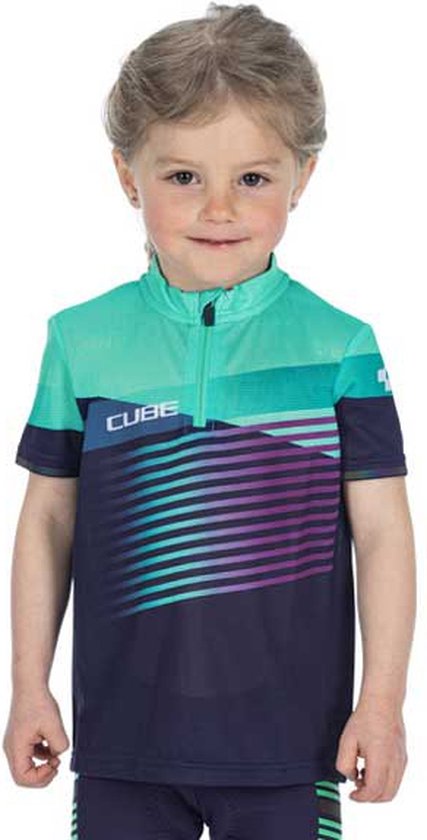 Cube Teamline Jersey Met Korte Mouwen Groen,Blauw XL Jongen