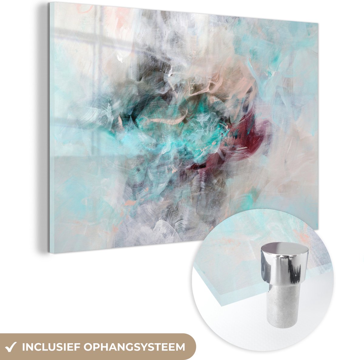 MuchoWow® Glasschilderij 180x120 cm - Schilderij acrylglas - Abstract - Schilderen - Verf 