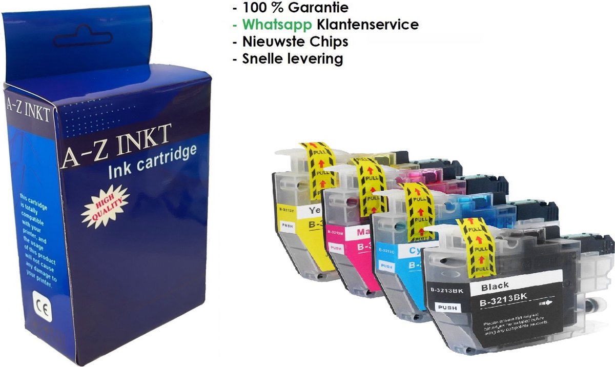 AtotZinkt premium huismerk set Cartidges voor Brother LC-3213 XL inktcartridges multipack 4 kleuren voor Brother MFC-J491DW, MFC-J497DW, DCP-J572dw, MFC-J890DW, MFC-J895DW, DCP-J772DW ,DCP-J774DW