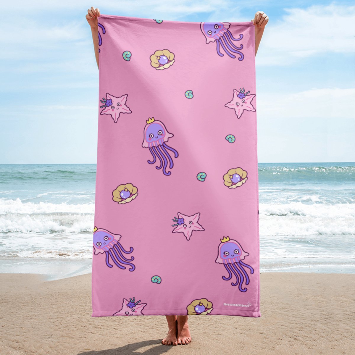 AquaRebel sneldrogende strand handdoek voor kinderen 160x80cm roze