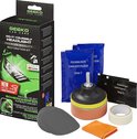 Gekko Car Care koplamprestauratie set met polijstpasta, beschermende vloeistof, schuurschijven, polijstpad en doek.