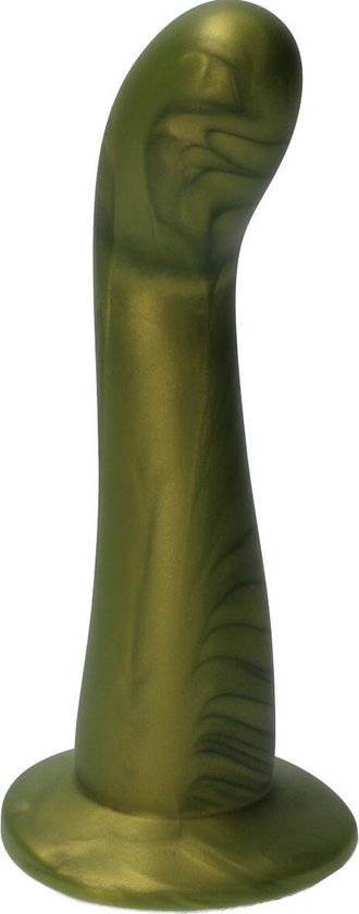 Ylva & Dite - Swan - Siliconen G-spot / Anale dildo - Made in Holland - Olijfgeel Metallic