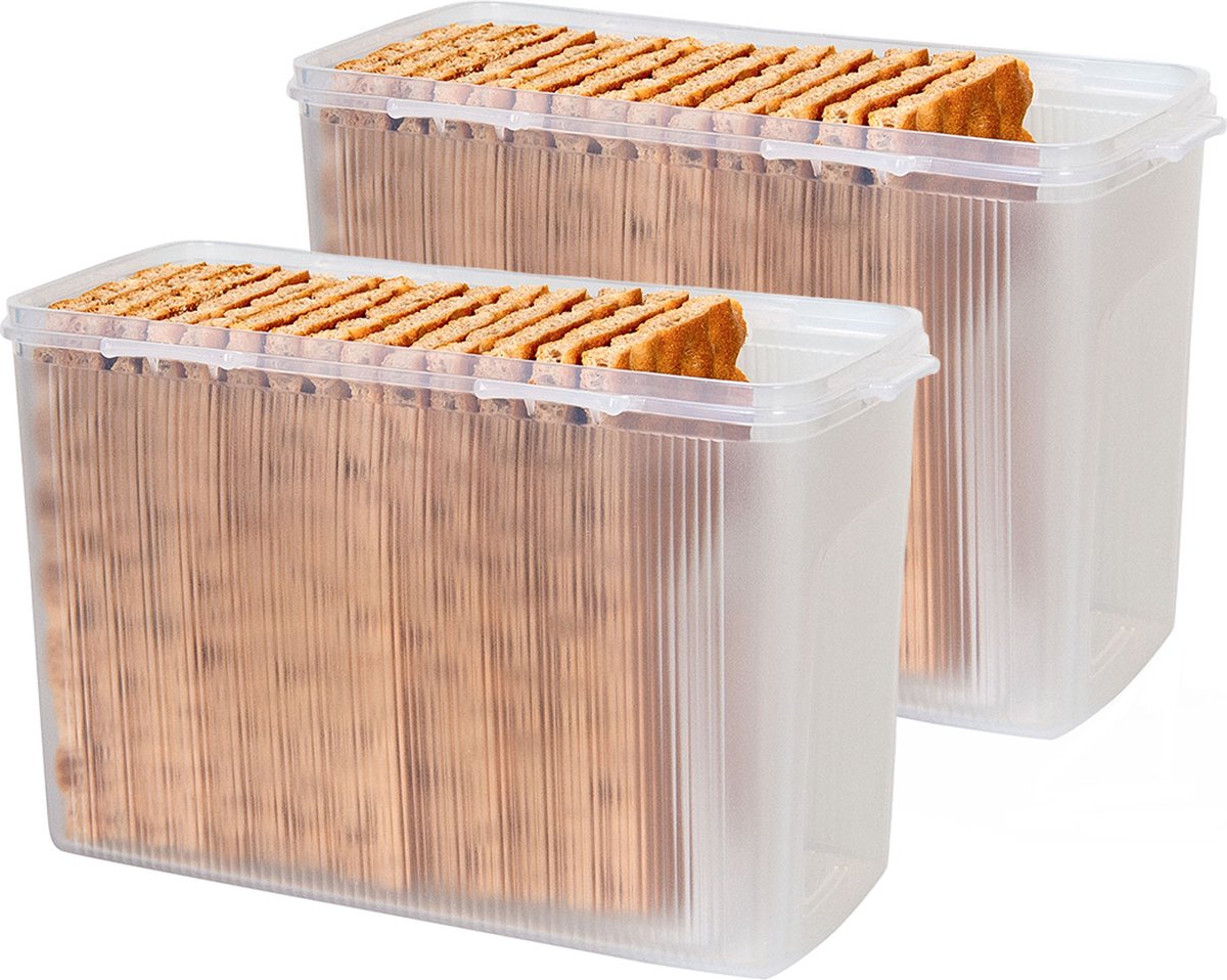 Lock&Lock Cracker bewaardoos - 100% luchtdicht - BPA vrij - PFAS vrij - Set 2 stuks - Knackebrod bewaardoos - Crackerdoos - Vershouddoos - Voorraaddozen - Bewaardozen - 1,5 liter - Transparant + Roze ring — cadeau in Cadeau-ideeën - foto 2