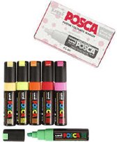 Posca Marker - Universele Stift - Paintmarker - Diverse Kleuren - PC-8K - Lijndikte 8mm - Posca - 6 stuk