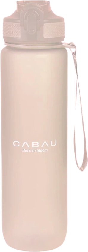 Cabau Bloom waterfles – 1 liter – beige – BPA-vrij – met rietje