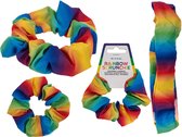 Haarbandje scrunchie haarelastiekje- Gay Pride/Regenboog thema kleuren - polyester
