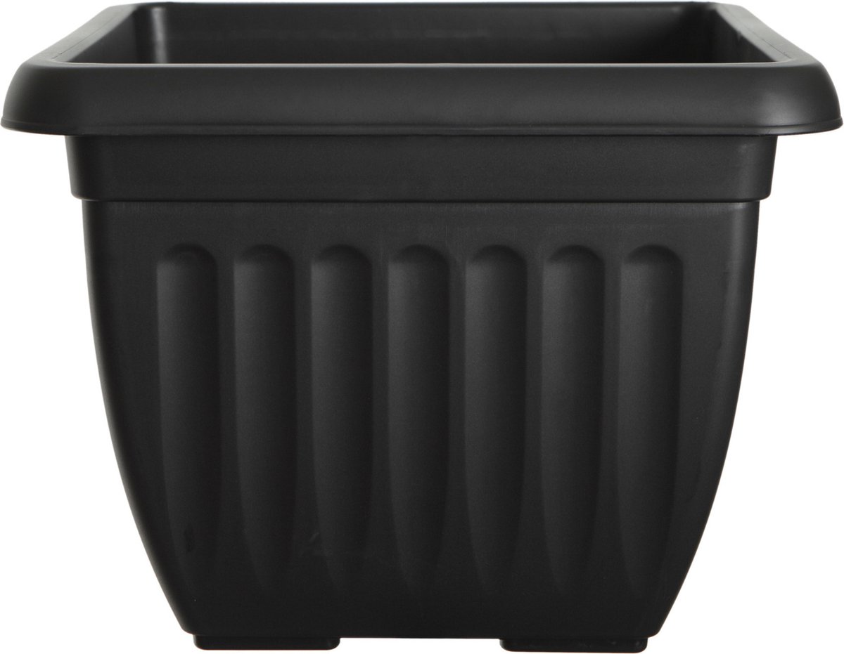 Whitefurze Buiten plantenpot/bloempot/planter - zwart - kunststof - L30 x B30 x H22 cm