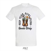 T-shirt Keep your soul clean and your boots dirty - T-shirt korte mouw - Wit - 2 jaar