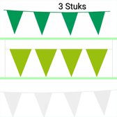 3 maal Vlaggenlijn Groen/ Appel Groen/ Wit, 30 meter totaal, Verjaardag, Themafeest