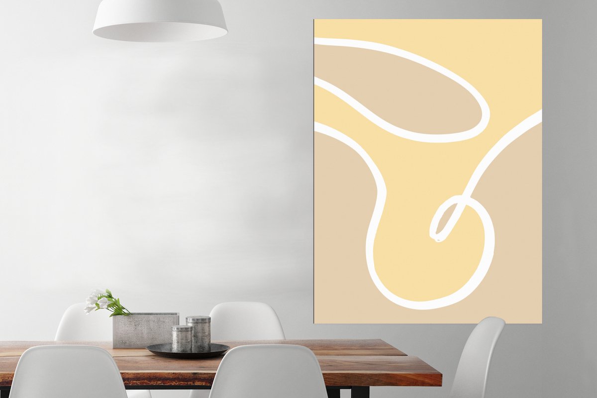 Poster Abstract - Vormen - Geel - Wit - 90x120 cm