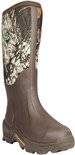 Bruine Muck Boot laars met camouflageprint aan de bovenkant en een oranje voering.