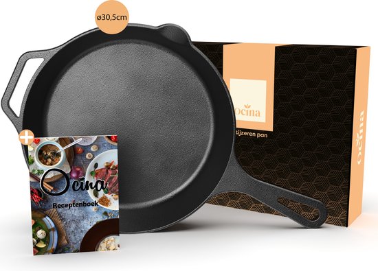Ocina Gietijzeren pan voor BBQ en Inductie – 30,5 cm – Skillet - Koekenpan – Hapjespan