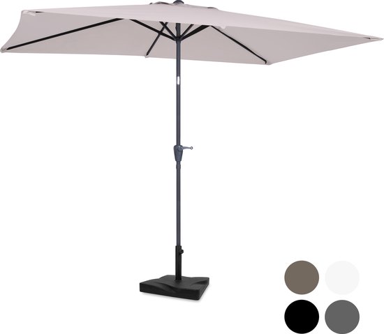 VONROC Premium Parasol Rapallo 200x300cm - Parasol durable - ensemble combiné avec pied de parasol de 20 kg - Inclinable - Tissu résistant aux UV - beige - Incl. couvercle de protection