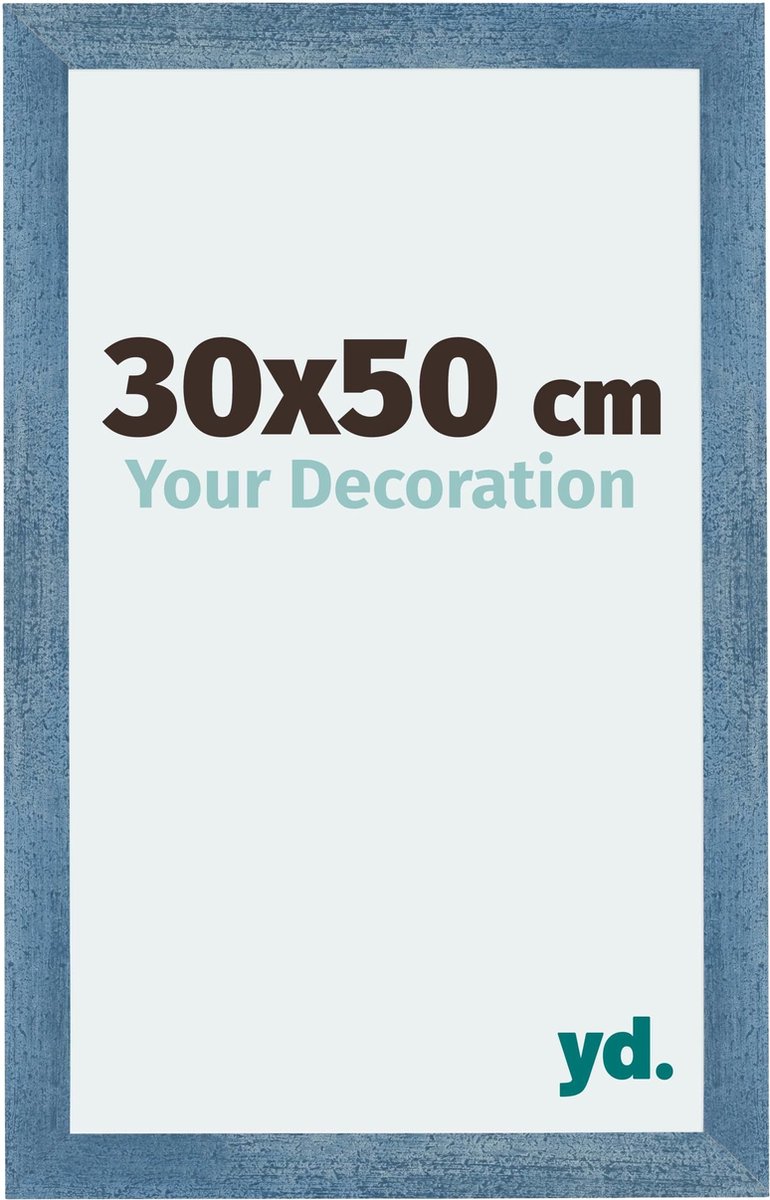 yd. Your Decoration - Fotolijst 30x50 cm - MDF - Helder Blauw Geveegd - Mura