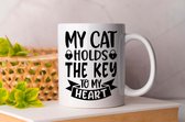 Mok My Cat Holds The Key To My Heart - pets - honden - liefde - cute - love - dogs - cats and dogs - dog mom - dog dad - cat mom- cat dad - cadeau - huisdieren - vogels - paarden - kip