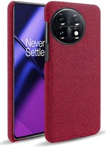 OnePlus 11 Hoesje met Stoffen Afwerking Back Cover Rood