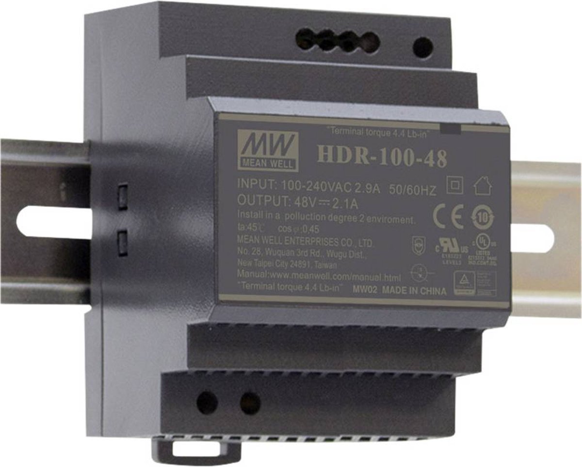 Mean Well HDR-100-15 DIN-rail netvoeding 15 V/DC 6.13 A 92 W Aantal uitgangen: 1 x Inhoud: 1 stuk(s)