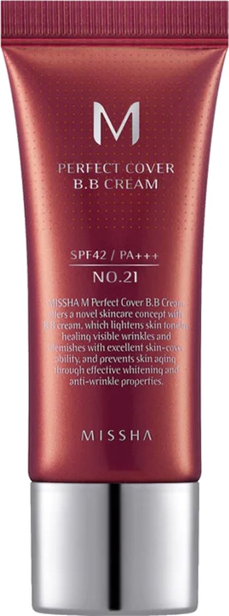 Missha Perfect cover B.B Cream (20mL) #21 light beige- travelsize - Korean Make Up - Missha - B.B Cream -