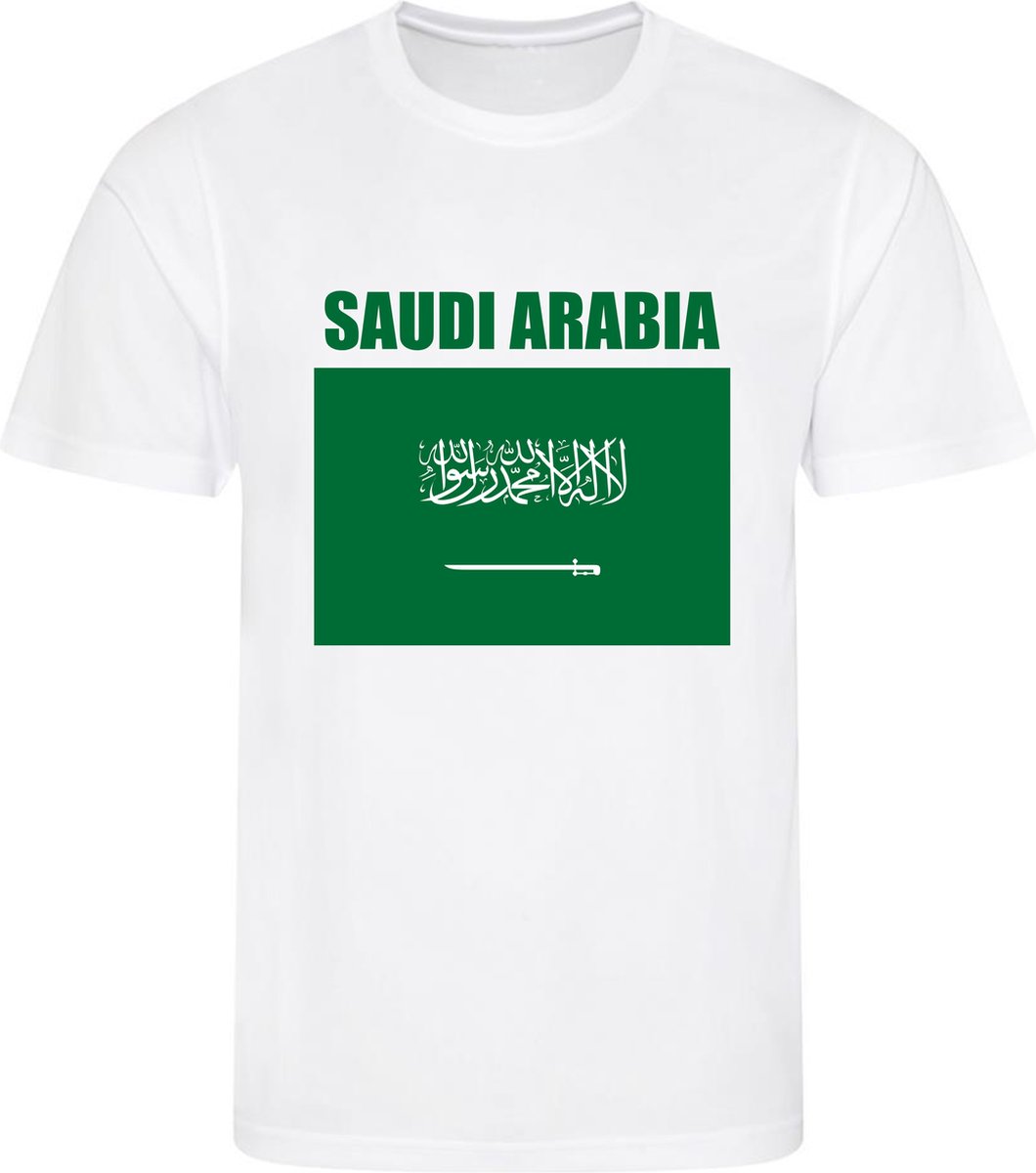 WK - Saudi-Arabië - Saudi Arabia - T-shirt Wit - Voetbalshirt - Maat: 158/164 (XL) - 12 - 13 jaar - Landen shirts