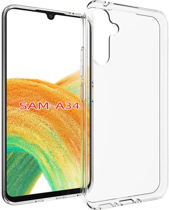 Samsung Galaxy A34 Hoesje - MobyDefend Transparante TPU Gelcase - Volledig Doorzichtig - GSM Hoesje - Telefoonhoesje Geschikt Voor Samsung Galaxy A34